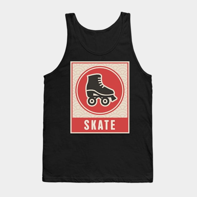 Japanese Style SKATE Poster | Roller Skating Tank Top by MeatMan